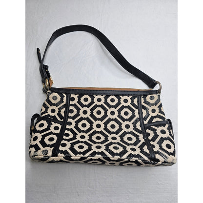 Spartina 449 Womens Shoulder Bag Purse Black White Geometric Print