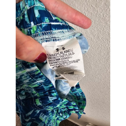 Under Armour Girls Sz XL Athletic Shorts Bright Blue and Green
