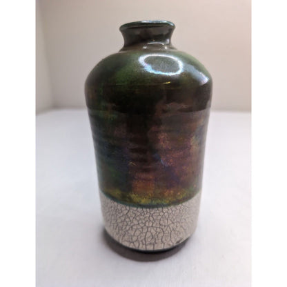 Vintage Mid Century Danish Glazed Bud Vase Floral Signed