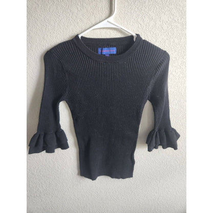 Aeropostale Juniors Sz M Black Bell Sleeve Ribbed Top