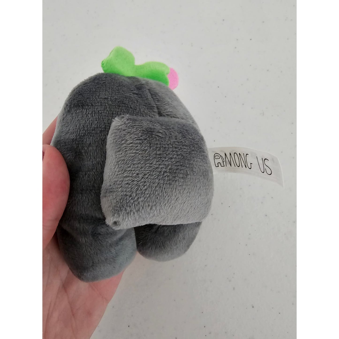 Among Us Plush Stuffed Animal Gray w/ Pink Flower on Head