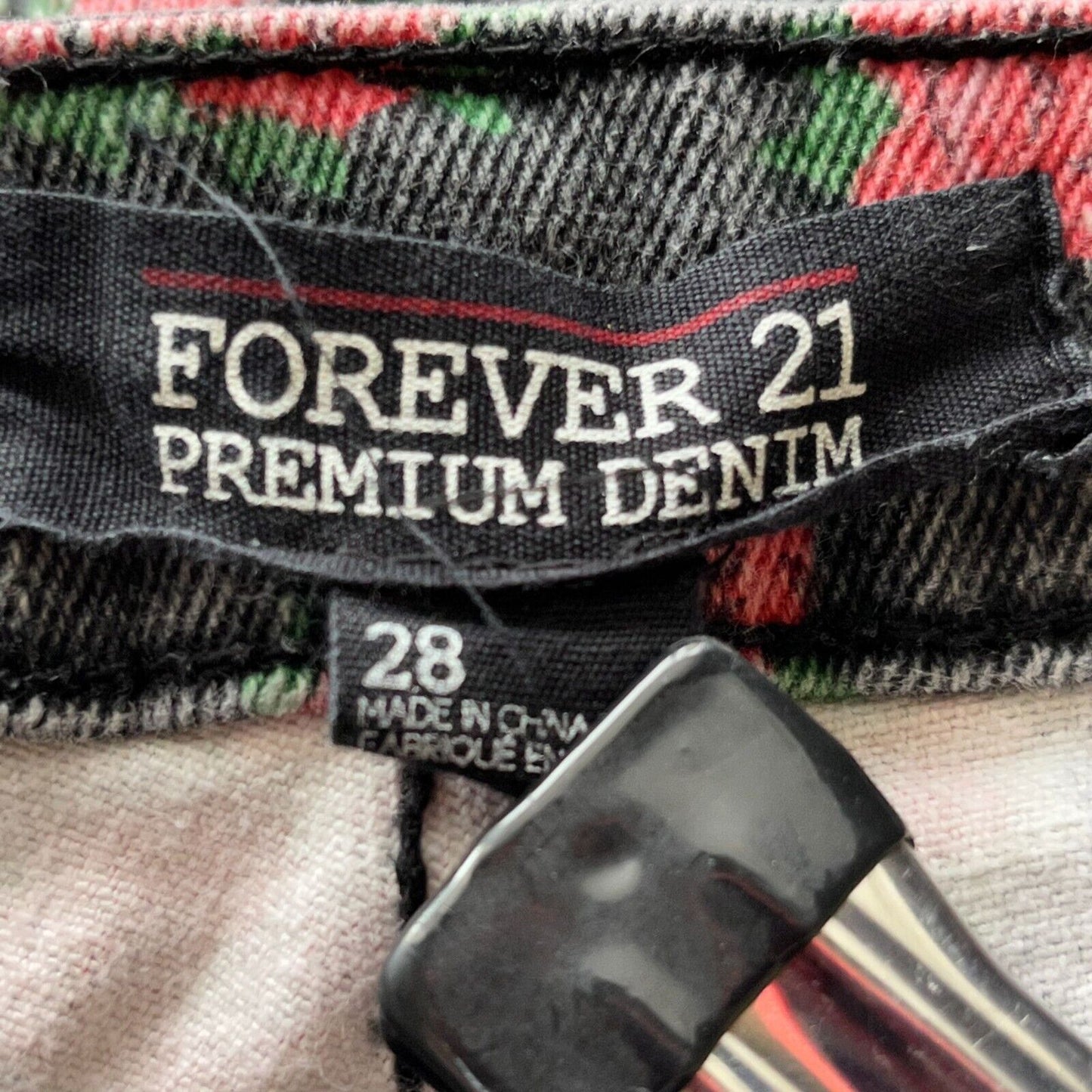 Forever 21 Premium Denim Shorts Black Pink Floral Jean Shorts