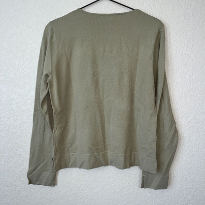 VTG Jones New York Collection Petite PL Long SLeeve T Shirt Blouse Olive