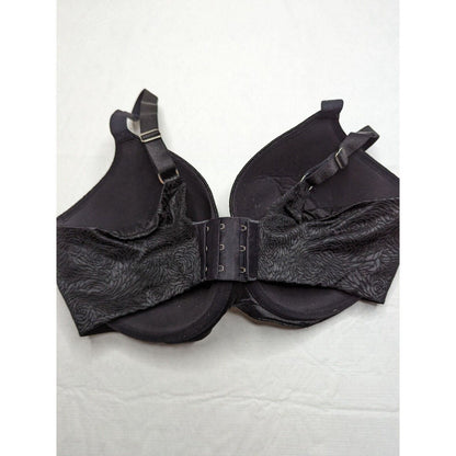 Ambrielle Womens Sz 38DD Black Satin Floral T Shirt Bra