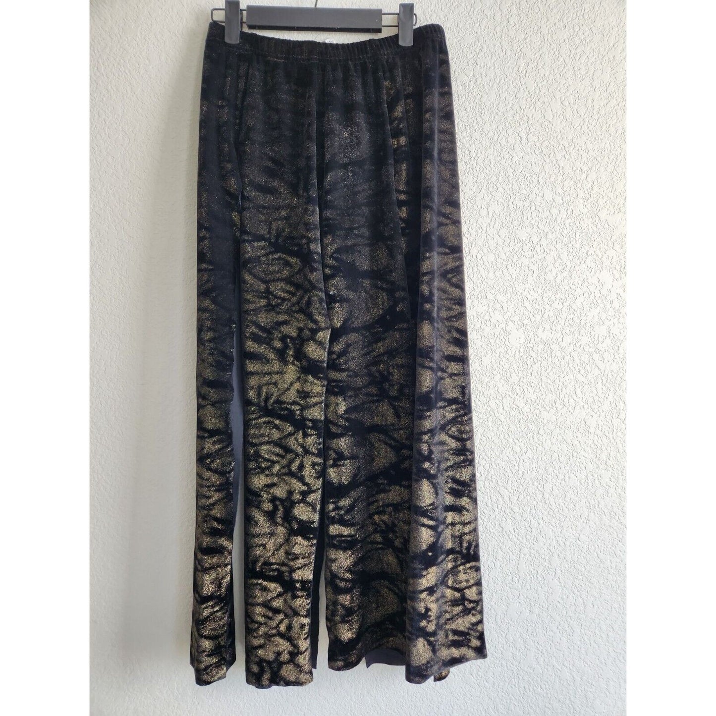 Vintage 1990s Kelle Womens Sz M Velvet Maxi Skirt Black Gold