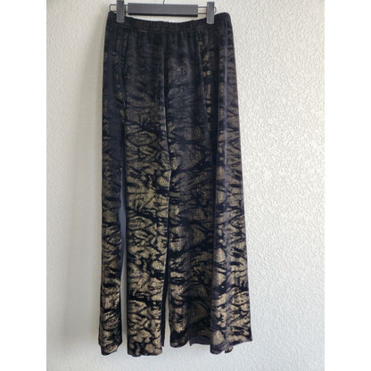 Vintage 1990s Kelle Womens Sz M Velvet Maxi Skirt Black Gold