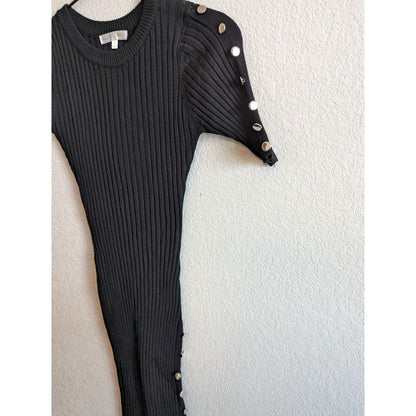 Riley & James Womens Sz M Fitted Sweater Dress Black Ribbed Y2K Midi