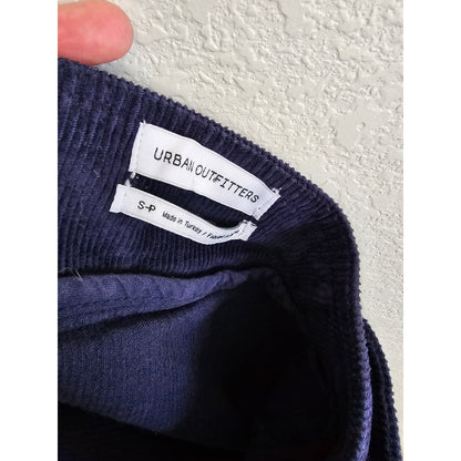 Urban Outfitters Womens Sz S Corduroy Mini Skirt Blue Asymmetrical Zip Belted