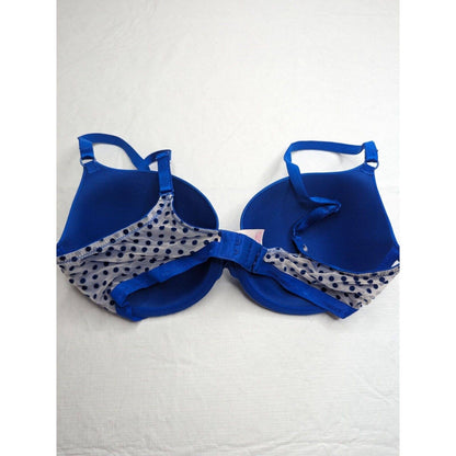 Victorias Secret Womens Sz 34D Demi Bra Blue Polka Dot Sides