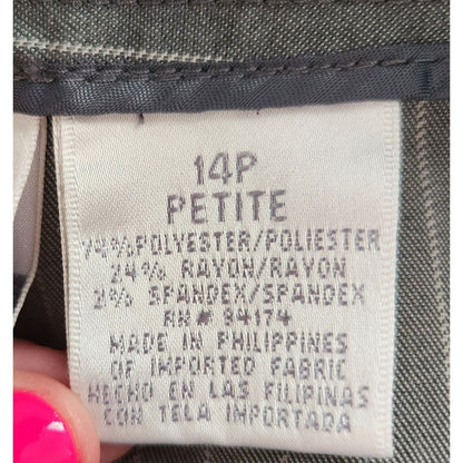 Vintage Worthington Womens Sz 14P Petite Career Pants Gray Pinstripe