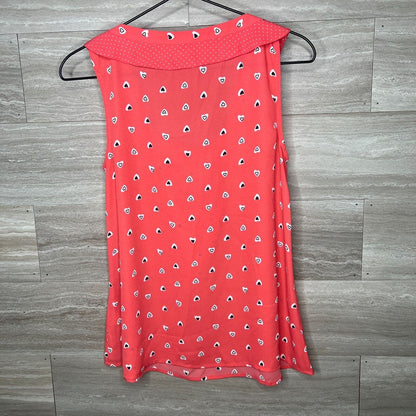 LC Lauren Conrad Disney Collection Womens Sz XS Blouse Pink Hearts Sleeveless