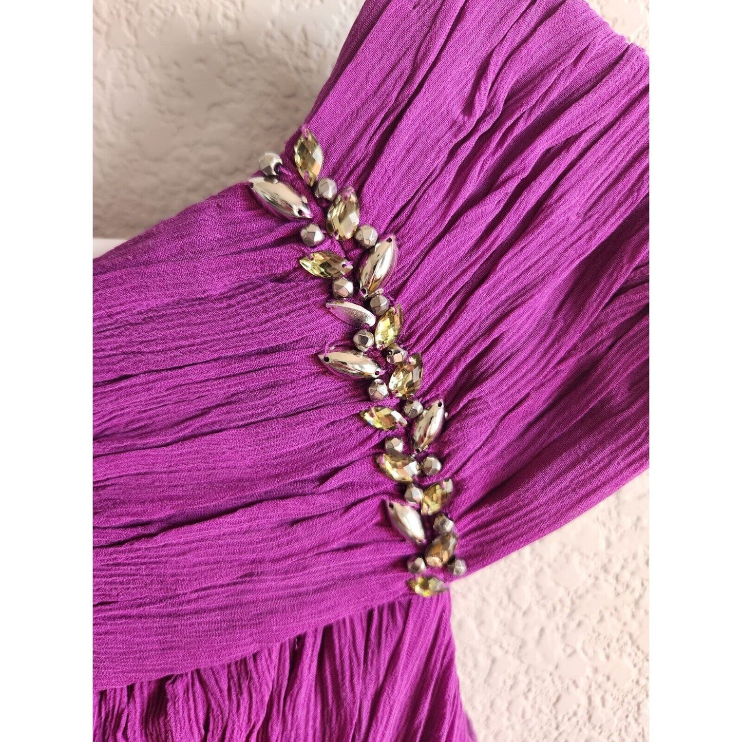 Donna Ricco Womens Sz 6 Formal Maxi Dress Purple Off Shoulder Rhinestones