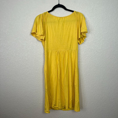 Banana Republic Womens Sz M V Neck Knee Length Dress Bright Yellow