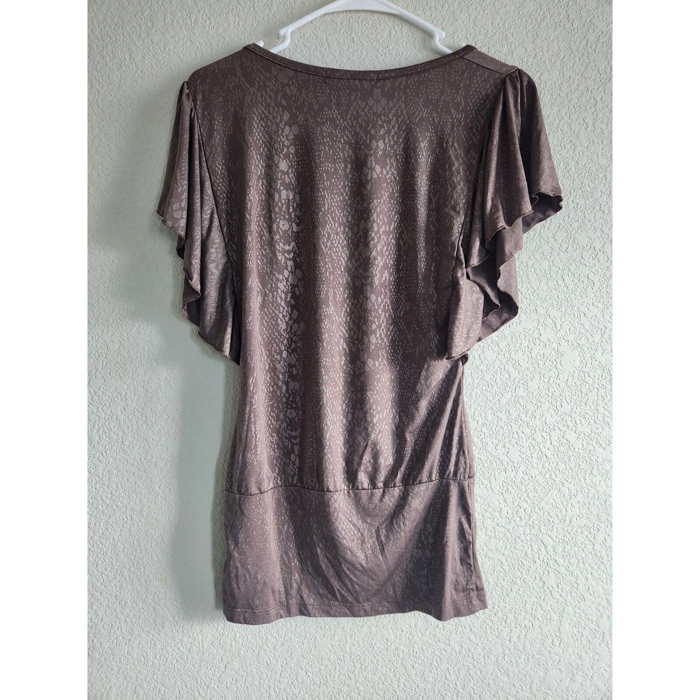 Vintage Y2K Charlotte Russe Sz S Tunic Top Purple Metallic Snakeskin Print