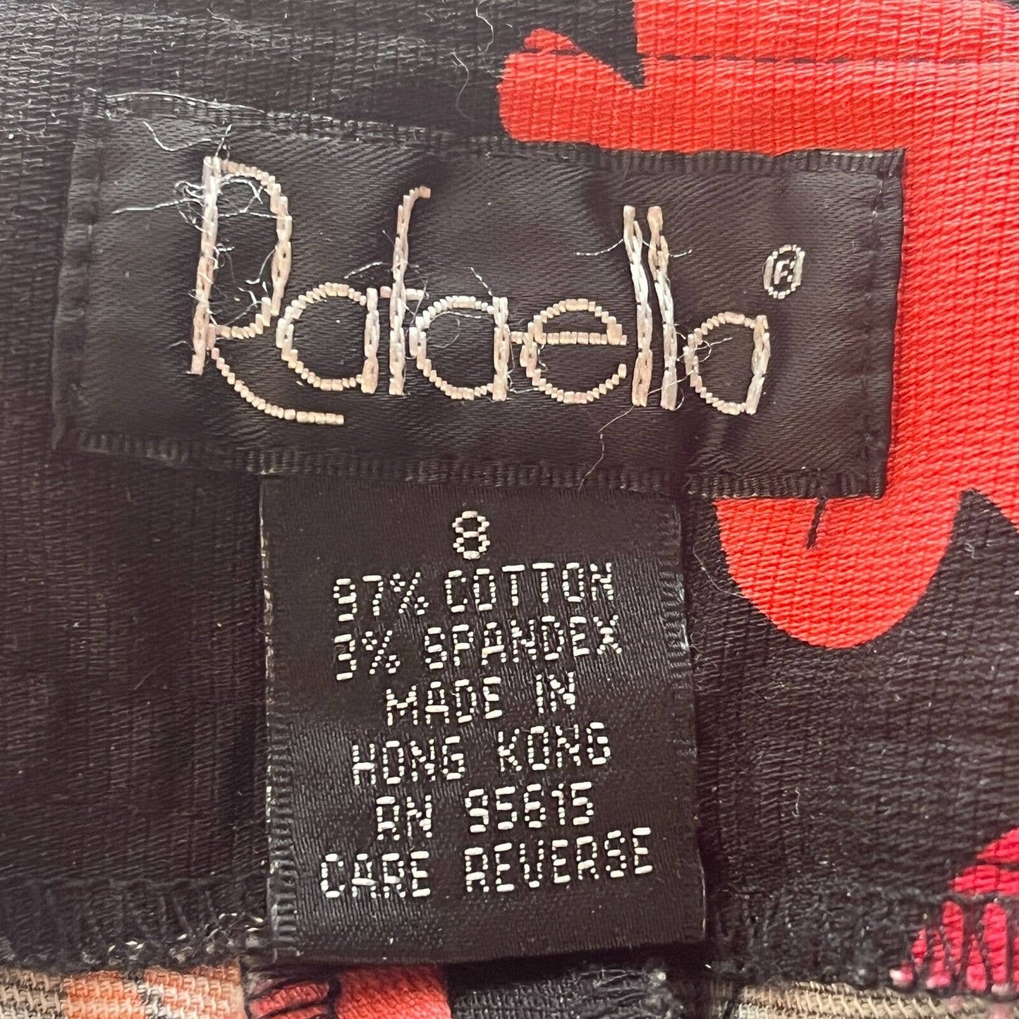 Vintage Rafaella mujeres Sz 8 Capri longitud pierna recta pantalones de algodón floral negro