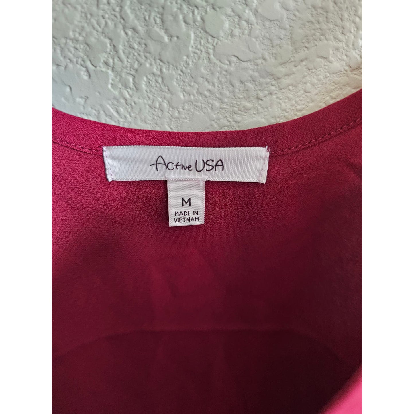 Avtive USA Womens Sz M Spaghetti Strap Flowy Blouse Burgundy Red