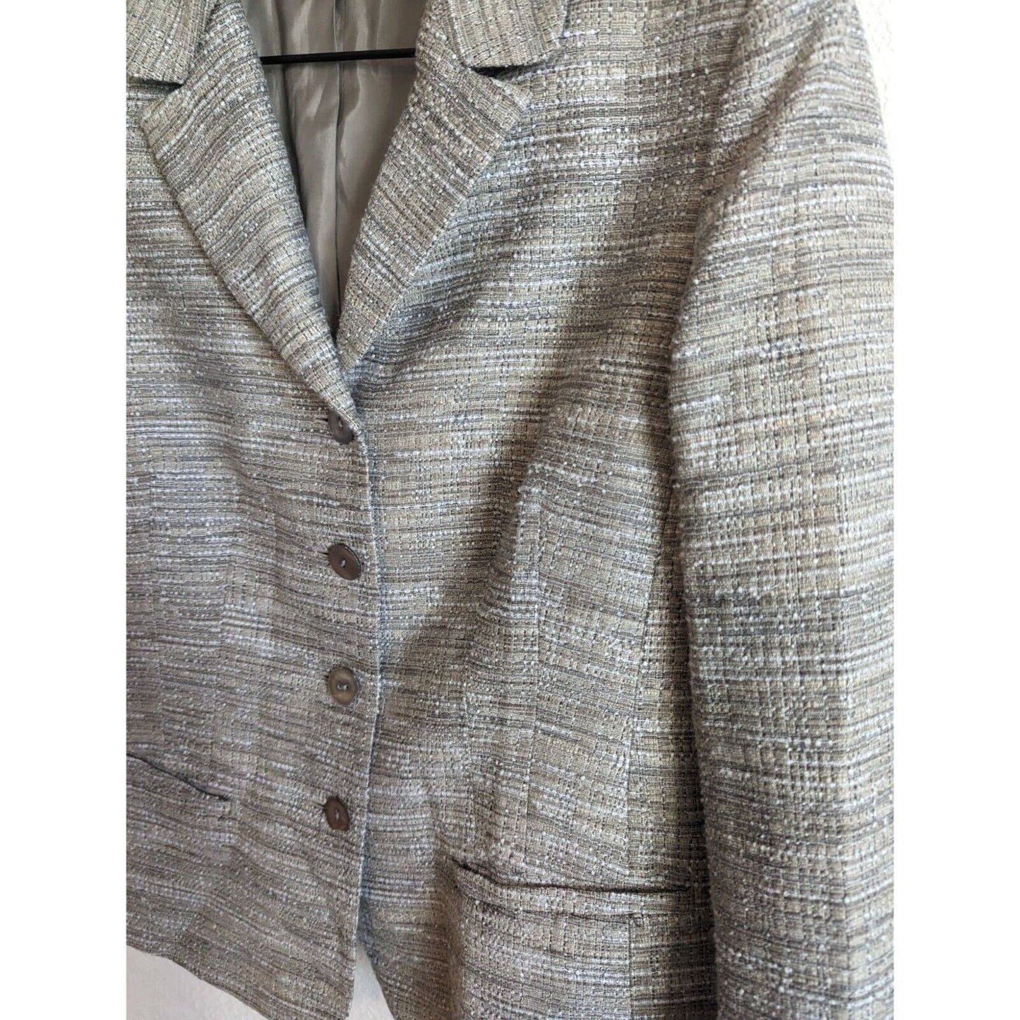 Lafayette 148 Womens Sz 3 Suit Jacket Blazer Taupe Gray Tweed 3 Button