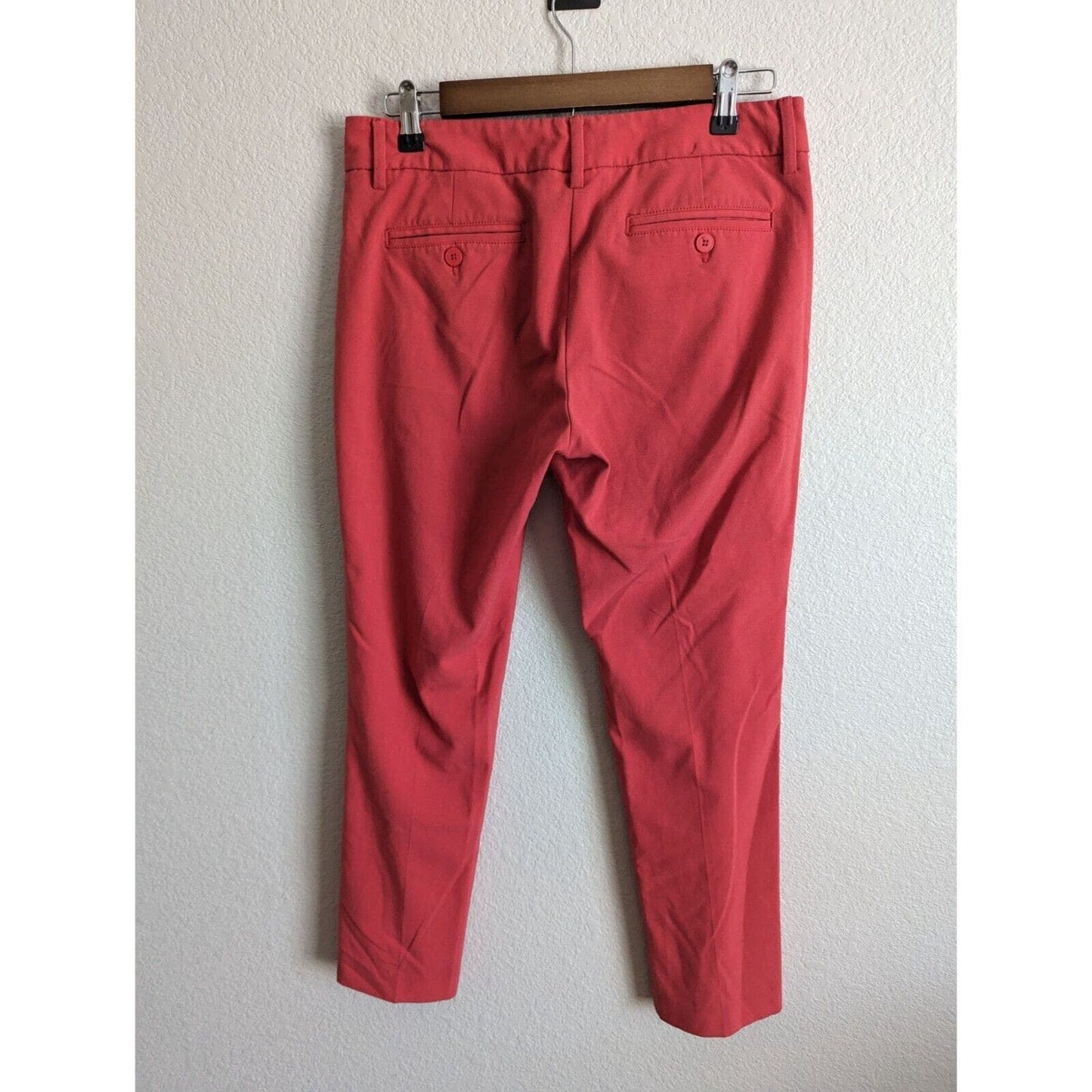 New York & Company Womens Sz 4 cropped Dress Pants Slim Leg Dark Coral