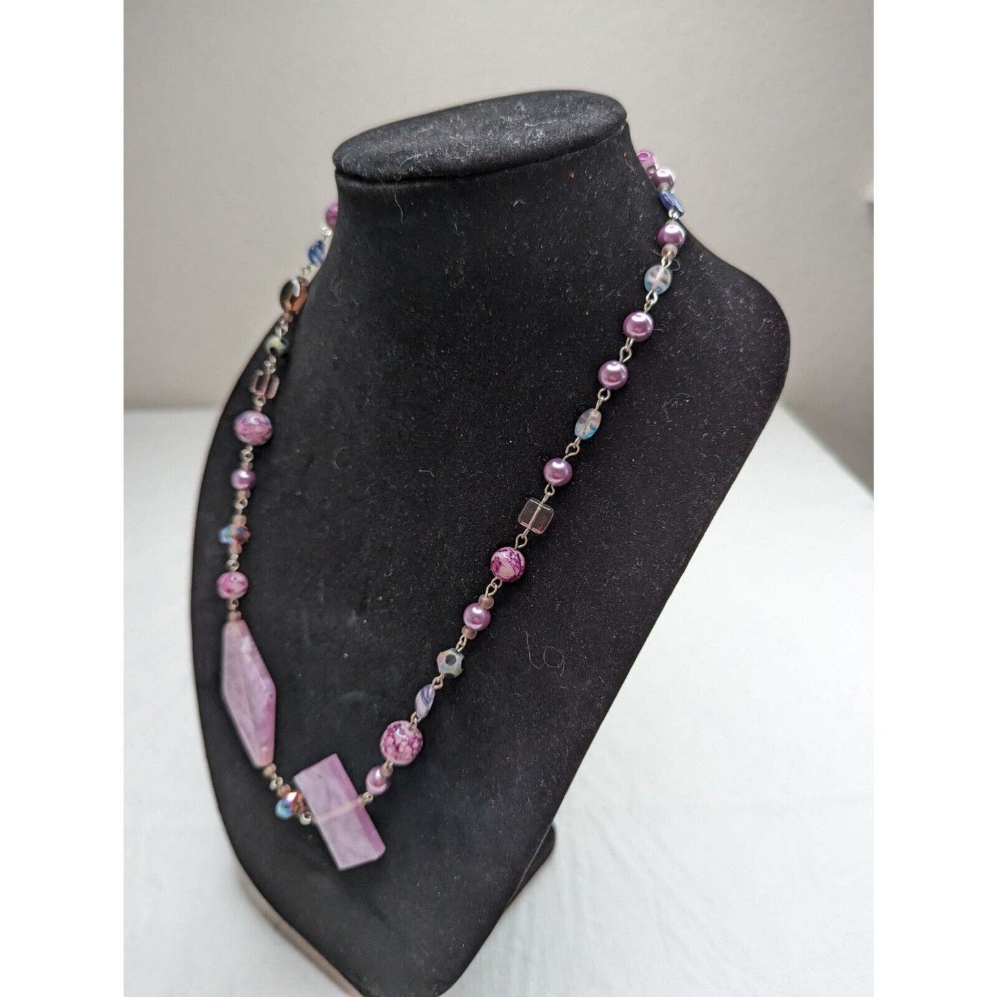 Vintage Purple Glass Beaded Single Strand Necklace