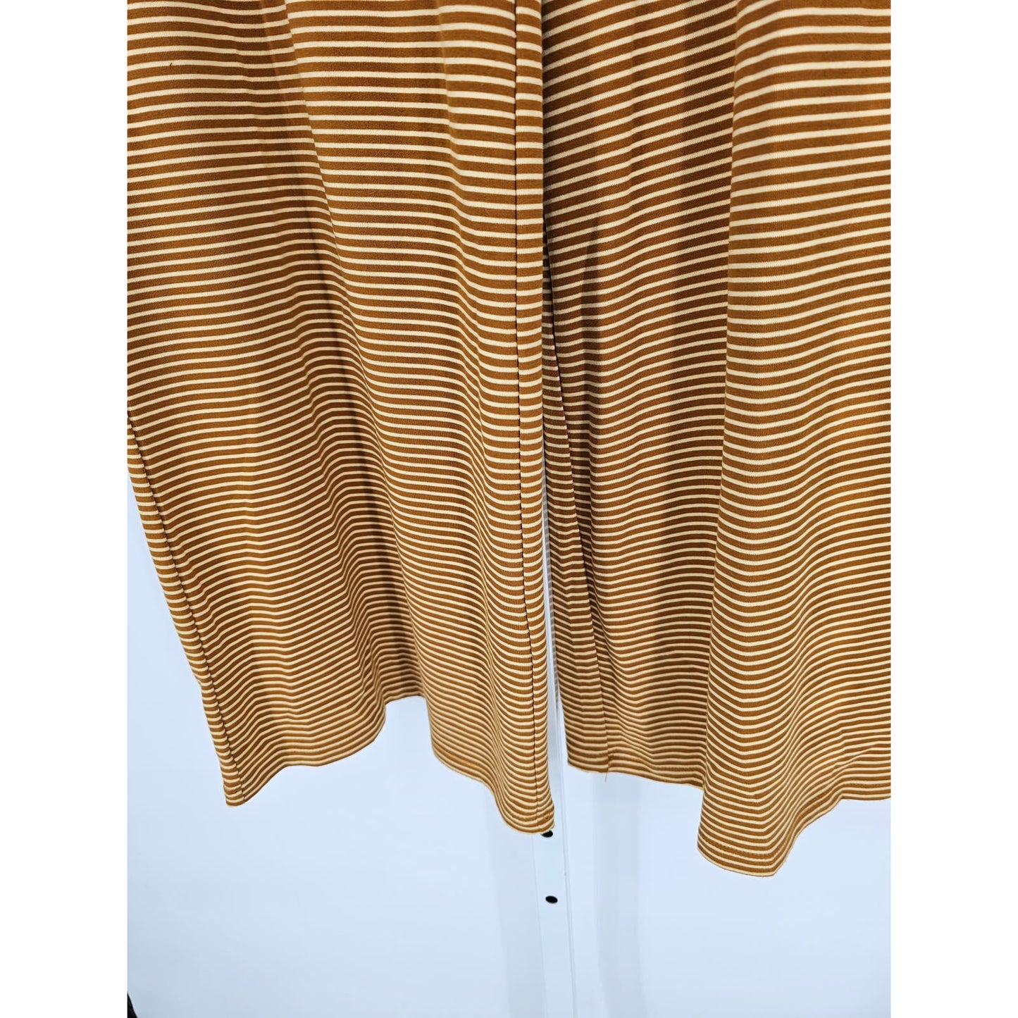 Love Fire Womens Sz M Wide Leg Pull On Cotton Pants Mustard Yellow Striped NEW