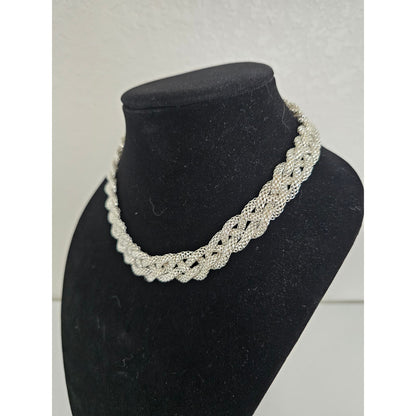 Vintage Y2K M&S Collar Style Braided Silver Necklace