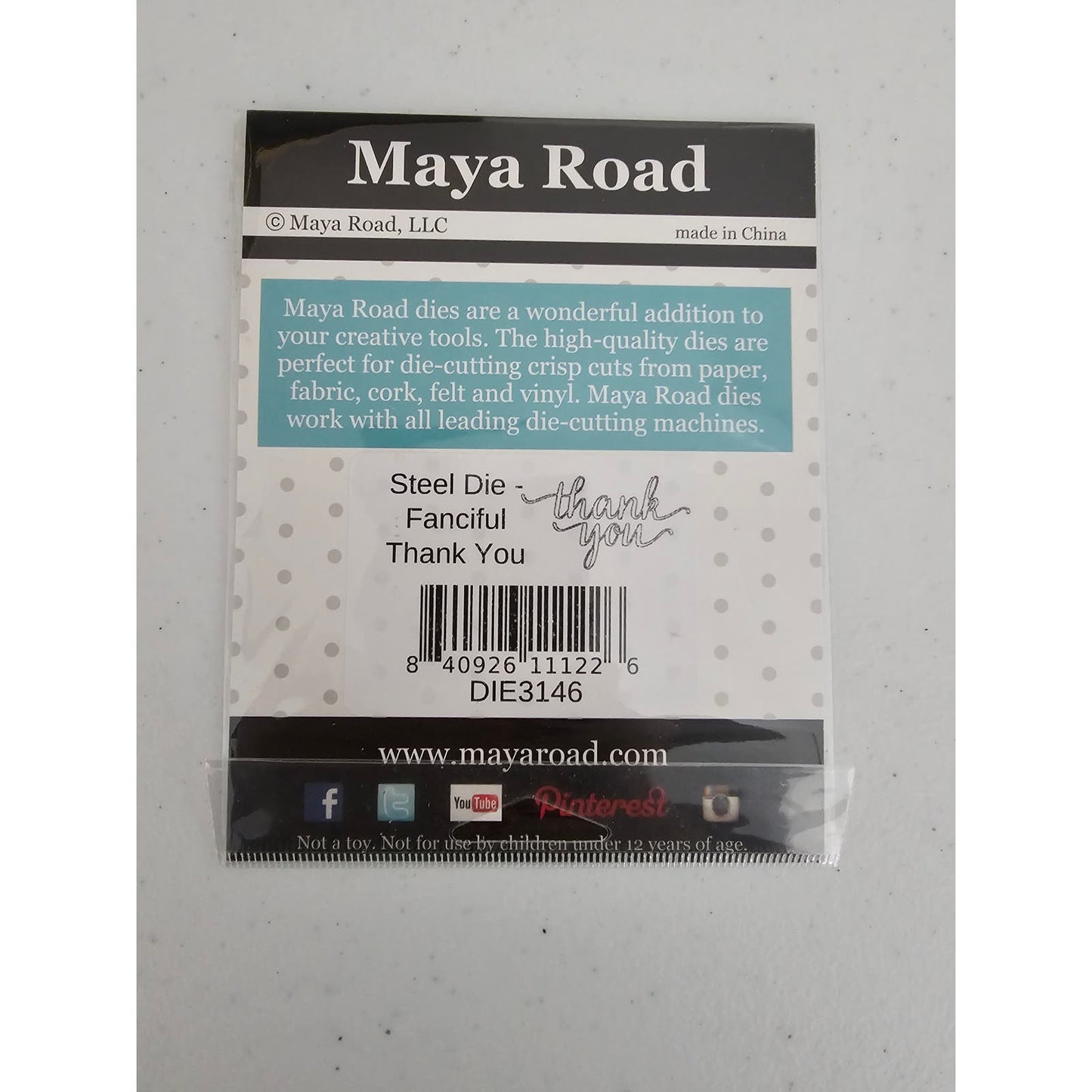 Maya Road Steel Craft Die Fanciful Thank You Script Cursive