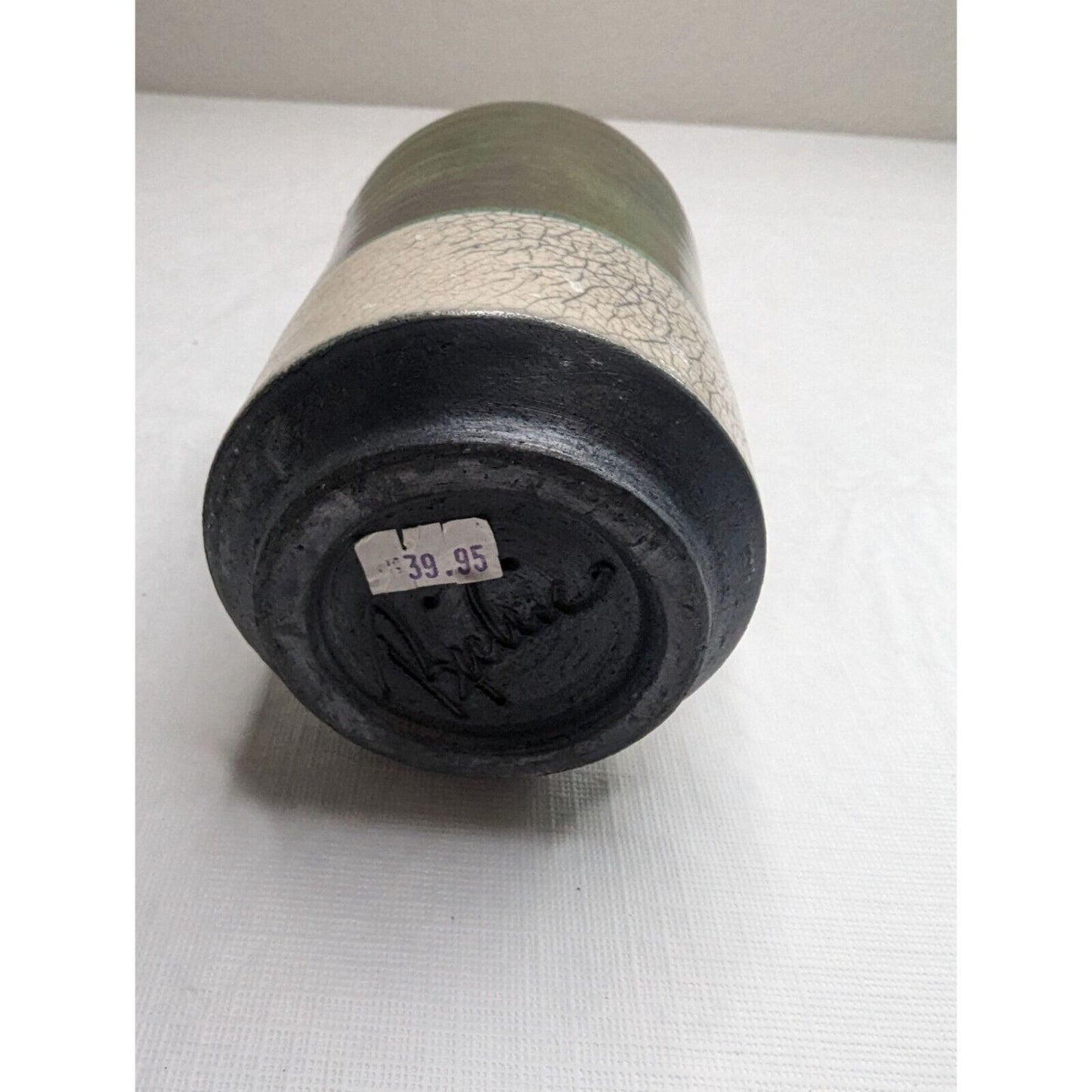 Vintage Mid Century Danish Glazed Bud Vase Floral Signed