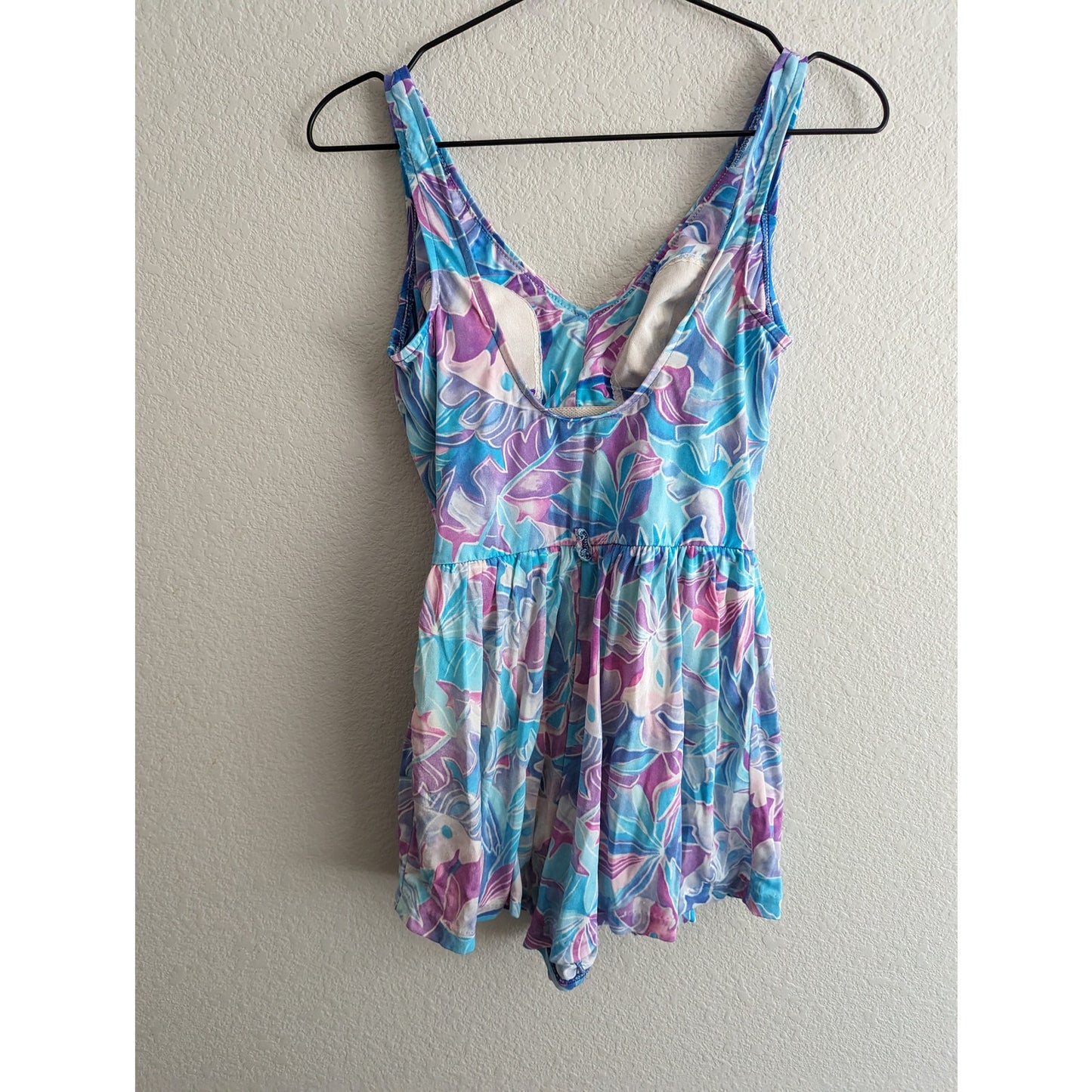 Vintage 1990s Le Cove Womens Sz 8 One Piece Swimsuit Pastel Floral