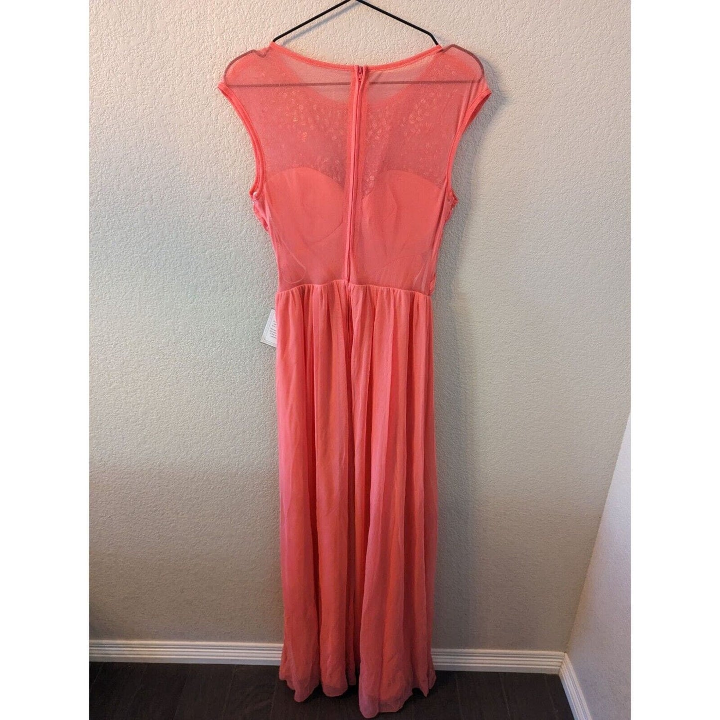 B Darlin Juniors Sz 13 Maxi Formal Dress Coral Rhinestone Top NEW