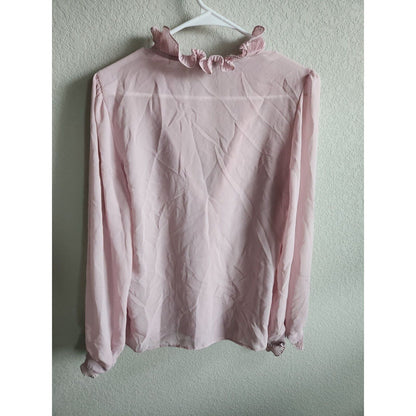 Vintage 1970s Macshore Classics Womens Sz L Pink Semi Sheer Button Down