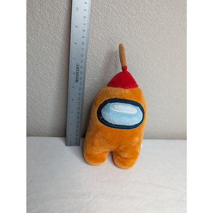 Among Us Small Stuffed Animal Plush Orange w/ Plunger Hat