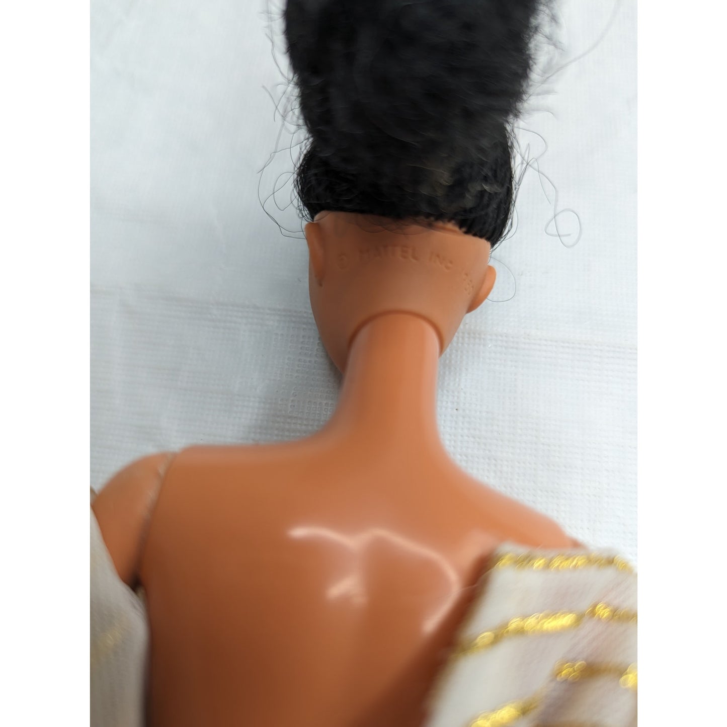 Vintage 1990s RARE Ethnic Barbie Doll In Gold Dress Brown Hair