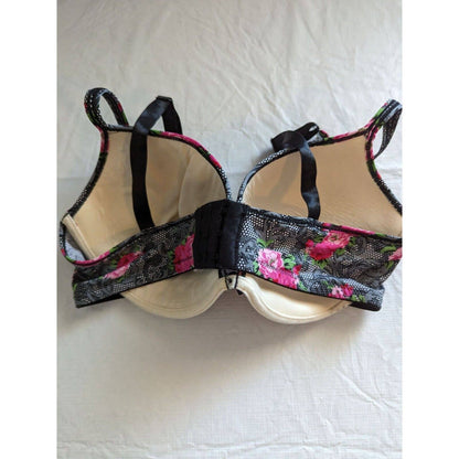 Sophie B Womens Sz 38DD T Shirt Bra Black and Pink Floral