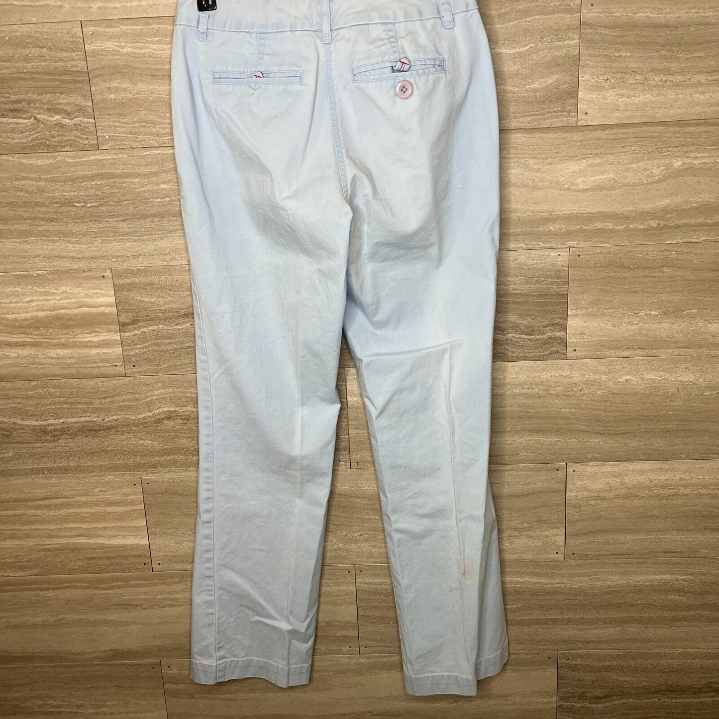 Vintage 1990s Talbots Petites 2P Cotton Straight Leg Dress Pants Light Blue