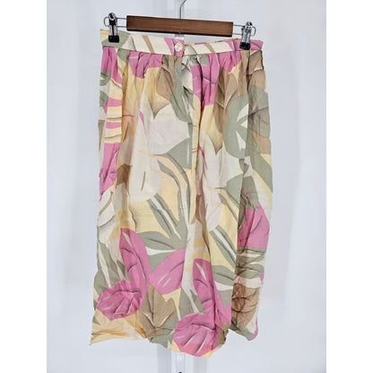 Vintage Y2K 200s Melrose Womens Sz 14 Midi Length Pastel Floral Skirt Tropical