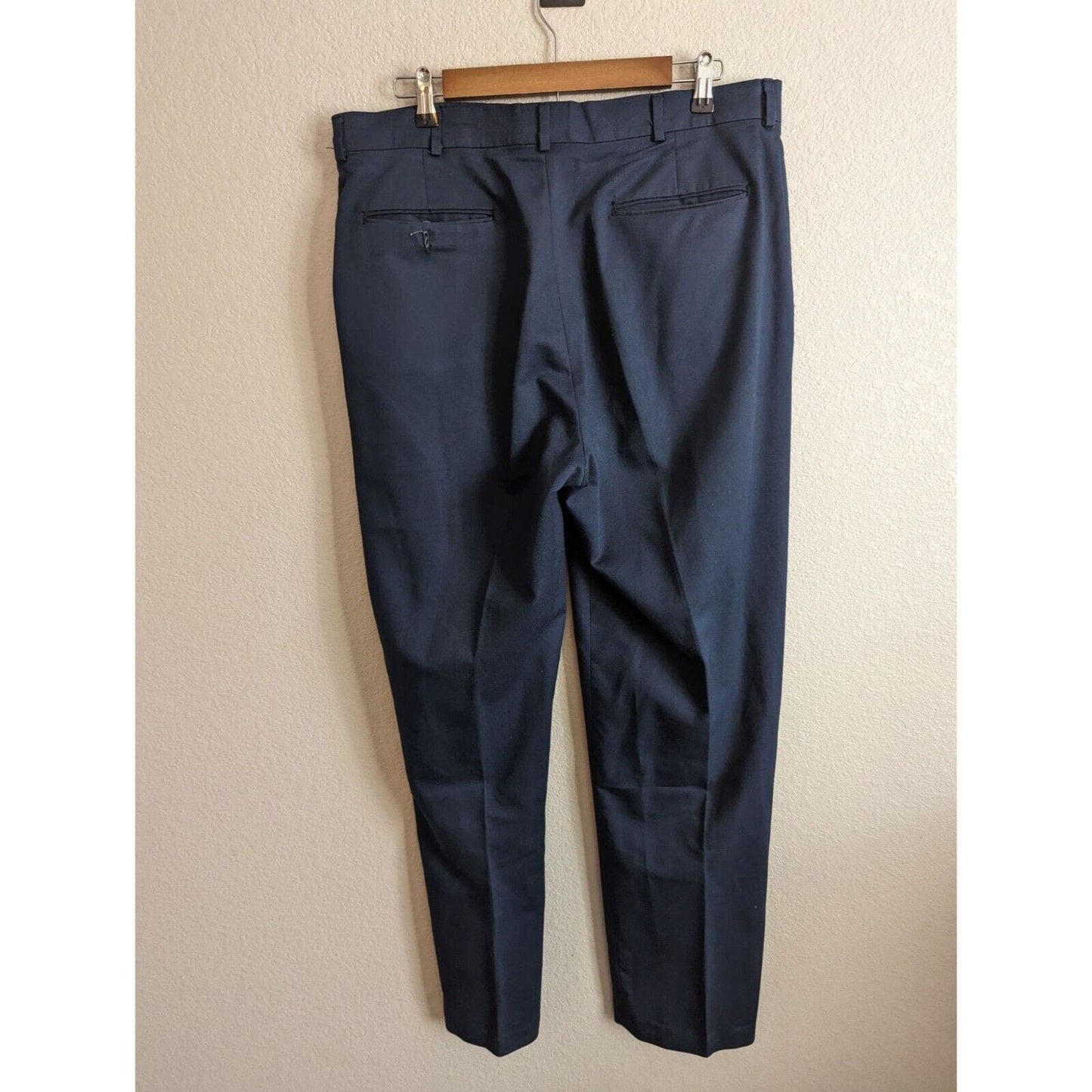 Vintage 1970s Levis Travelers Mens Sz 36x32 Flat Front Dress Pants Navy Blue