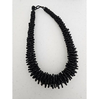 Vintage Statement Piece Seed Bead Black Stacked Necklace