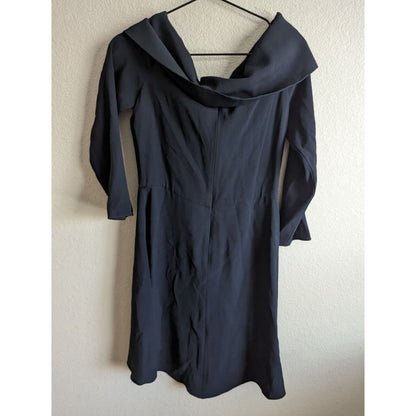 Theory Womens Sz 8 Elegant Mini Dress Deep Navy Off Shoulder NEW