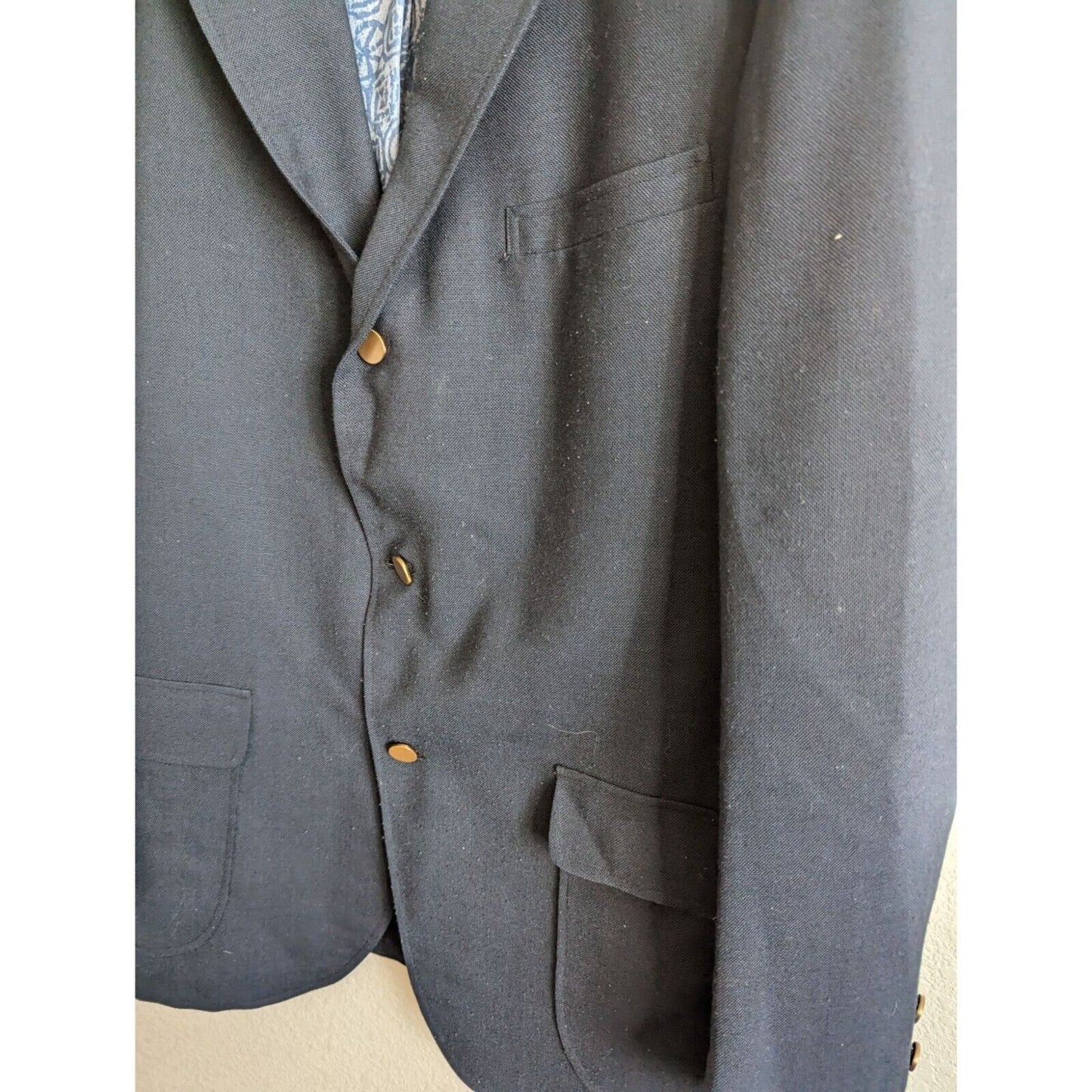 Vintage 1970s Palm Beach Mens 3 Button Suit Coat Navy Blue Sz 42R