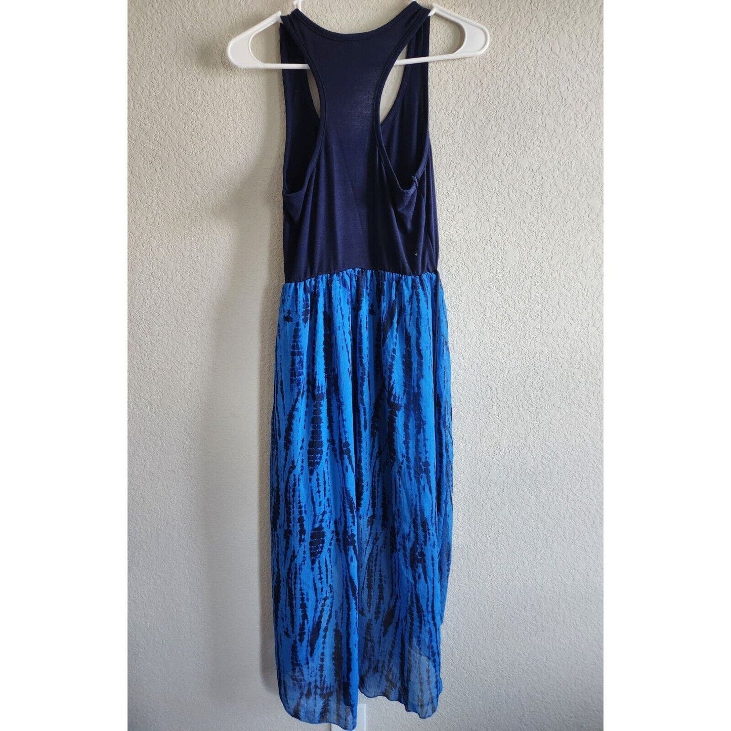 Xhiliration Womens Sz M High Low Maxi Dress Blue Sleeveless Tiedye