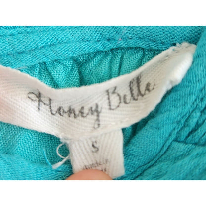 Honey Belle Womens Sz S Strappy Boho Tank Top Teal Turquoise Festival