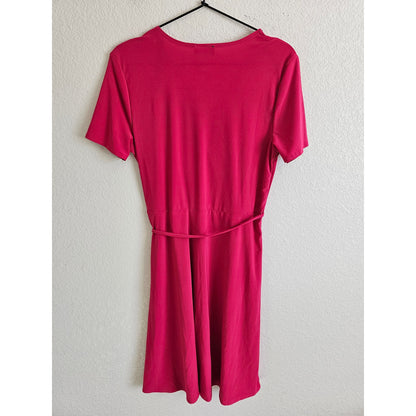 Star Vixen Womens Sz M Knee Length Dark Pink Faux Wrap Dress