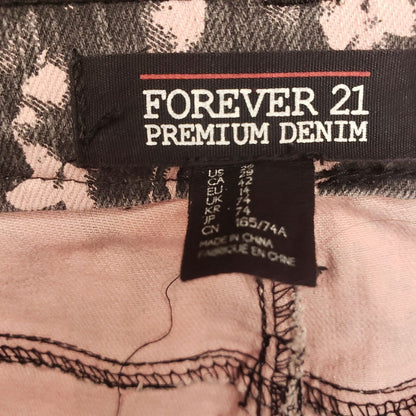 Forever 21 Premium Denim Skinny Jeans Sz 29 Gray Pink Floral