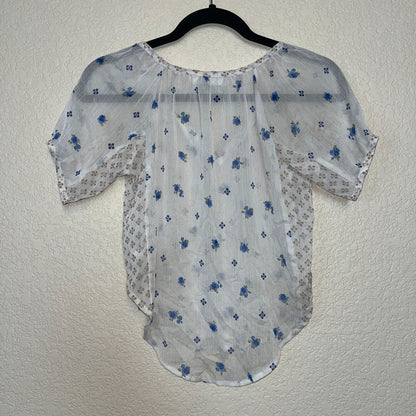 Abercrombie & Fitch Kids Girls Sz M Short Sleeve Semi Sheer Blouse Floral