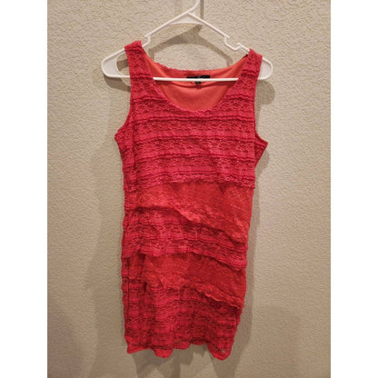 Anne French Womens Sz M Lace Bodycon Knee Length Dress Red