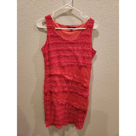 Anne French Womens Sz M Lace Bodycon Knee Length Dress Red