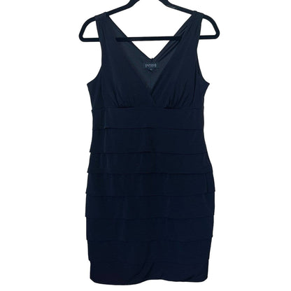Enfocus Studio Womens Sz 12 Black Tiered Dress V Neck Sleeveless
