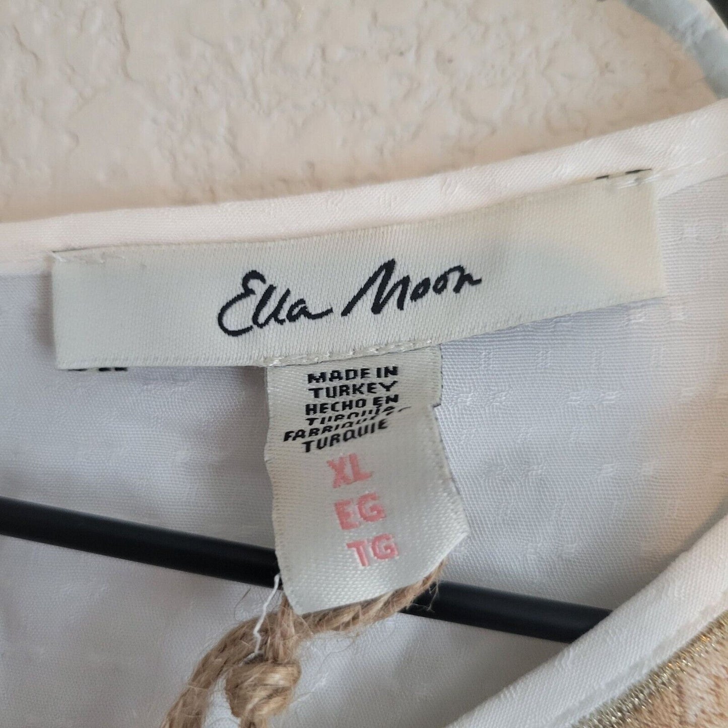 Ella Moon Womens Sz XL White Embroidered Boho Knee Length Dress NEW