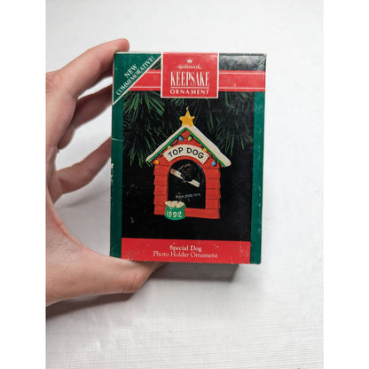 Vintage Hallmark Keepsake Christmas Ornament Special Dog Photo Frame Doghouse