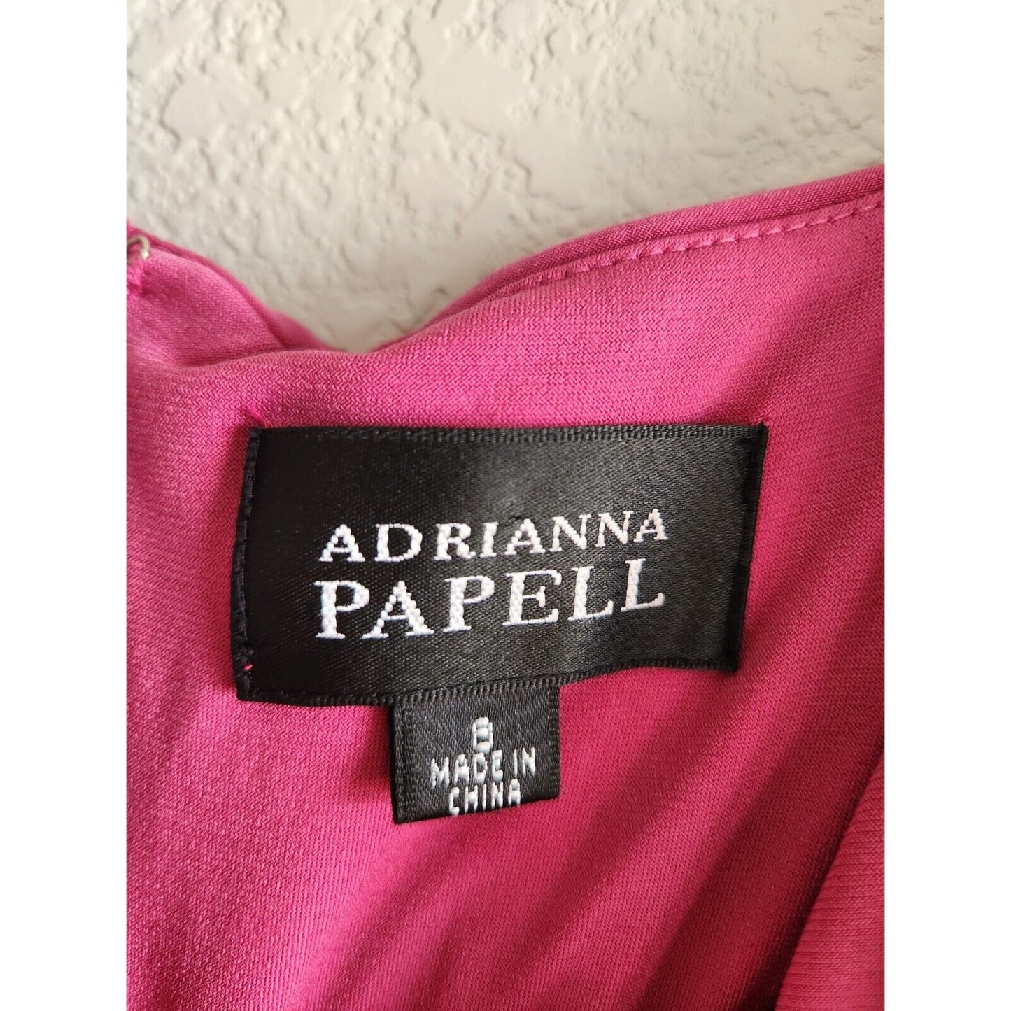 Adrianna Papell Womens Sz 8 Midi Formal Dress Tiered Bright Pink